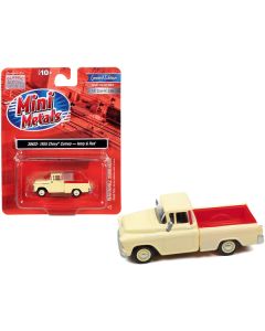 1955 Chevrolet Cameo Pickup Truck Ivory and Red 1/87 (HO) Scale Model Car by Classic Metal Works