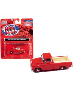 1955 Chevrolet Cameo Pickup Truck Red and Ivory 1/87 (HO) Scale Model Car by Classic Metal Works