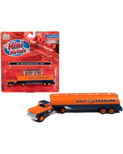 1960 Ford Tanker Truck Orange and Blue "Gulf Oil" 1/87 (HO) Scale Model by Classic Metal Works