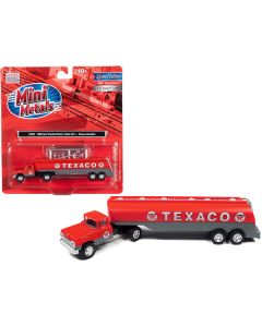 1960 Ford Tanker Truck Red and Gray "Texaco" 1/87 (HO) Scale Model by Classic Metal Works