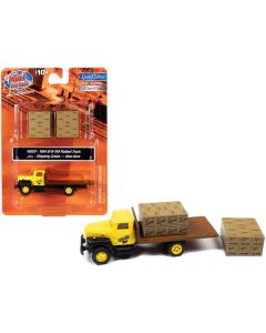 1954 IH R-190 Flatbed Truck Yellow and Two Shipping Crate Loads "Kow-Kare" 1/87 (HO) Scale Model by Classic Metal Works