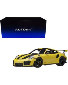 Porsche 911 (991.2) GT2 RS Weissach Package Racing Yellow with Carbon Stripes 1/18 Model Car by Autoart 