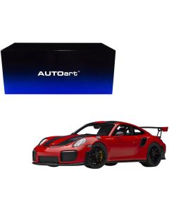 Porsche 911 (991.2) GT2 RS Weissach Package Guards Red with Carbon Stripes 1/18 Model Car by Autoart