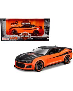 2017 Chevrolet Camaro ZL1 Orange and Black "Harley Davidson" "H-D Custom" Series 1/24 Diecast Model Car by Maisto