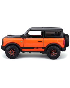 2021 Ford Bronco Badlands Orange and Black "Harley Davidson" "H-D Custom" Series 1/24 Diecast Model Car by Maisto