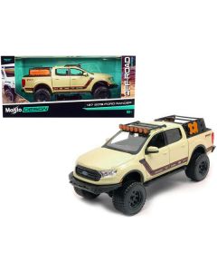 2019 Ford Ranger Lariat FX4 Pickup Truck Sand Tan with Stripes "Off Road" Series 1/27 Diecast Model Car by Maisto