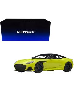 Aston Martin DBS Superleggera RHD (Right Hand Drive) Lime Essence Green Metallic with Carbon Top and Carbon Accents 1/18 Model Car by Autoart