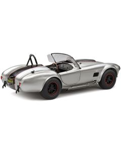 1965 Shelby AC Cobra 427 MKII Custom Silver Metallic with Red and Black Stripes 1/18 Diecast Model Car by Solido