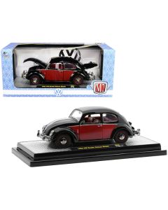 1952 Volkswagen Beetle Deluxe Black and Red with Red Interior Limited Edition to 9600 pieces Worldwide 1/24 Diecast Model Car by M2 Machines 