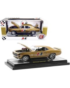 1969 Chevrolet Camaro SS/RS Gold Metallic with Black Stripes "Hurst" Limited Edition to 9600 pieces Worldwide 1/24 Diecast Model Car by M2 Machines 