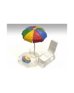 "Beach Girls" Accessories (Beach Chair and Beach Umbrella and Duffle Bag) for 1/18 Scale Models by American Diorama