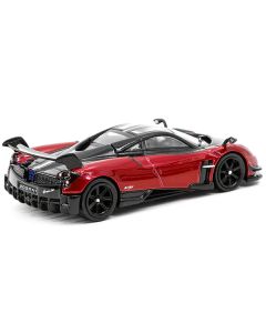 Pagani Huayra BC Rosso Dubai Red Metallic and Black with Silver Stripes "Global64" Series 1/64 Diecast Model Car by Tarmac Works