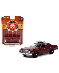 1976 Ford Torino Maroon "Lombard Fire Department" (Illinois) "Fire & Rescue" Series 3 1/64 Diecast Model Car by Greenlight