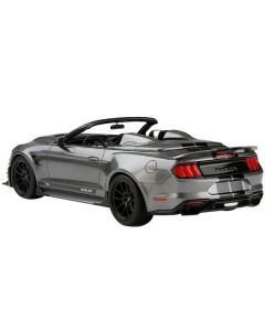 2021 Shelby Super Snake Speedster Convertible Carbonized Gray Metallic with Black Stripes 1/18 Model Car by GT Spirit for ACME