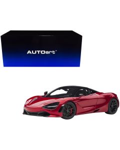 Mclaren 720S Memphis Red Metallic with Black Top and Carbon Accents 1/18 Model Car by Autoart