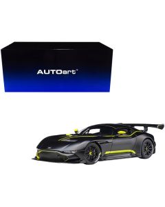 Aston Martin Vulcan Matt Black with Lime Green Stripes 1/18 Model Car by Autoart