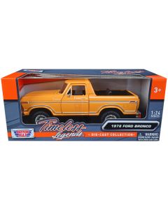 1978 Ford Bronco Custom (Open Top) Yellow with "Timeless Legends" Series 1/24 Diecast Model Car by Motormax