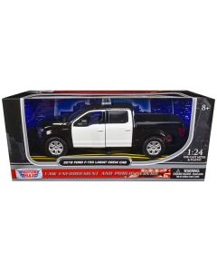 2019 Ford F-150 Lariat Crew Cab Pickup Truck Unmarked Plain Black and White "Law Enforcement and Public Service" Series 1/24 Diecast Model Car by Motormax