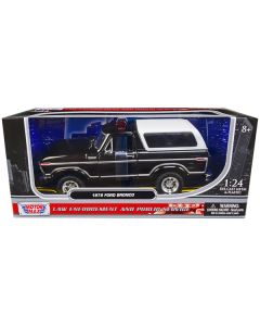 1978 Ford Bronco Police Car Unmarked Black with White Top "Law Enforcement and Public Service" Series 1/24 Diecast Model Car by Motormax