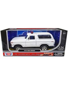 1978 Ford Bronco Police Car Unmarked White "Law Enforcement and Public Service" Series 1/24 Diecast Model Car by Motormax