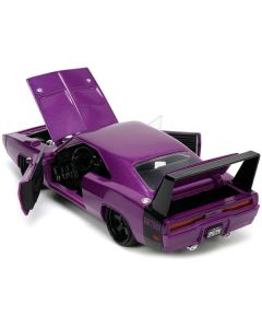 1969 Dodge Charger Daytona Purple Metallic with Black Tail Stripe "Bigtime Muscle" Series 1/24 Diecast Model Car by Jada