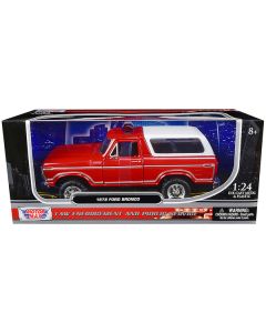 1978 Ford Bronco Fire Department Unmarked Red "Law Enforcement and Public Service" Series 1/24 Diecast Model Car by Motormax