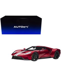 2017 Ford GT Liquid Red Metallic with Silver Stripes 1/12 Model Car by Autoart