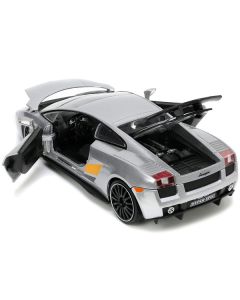 Lamborghini Gallardo Superleggera Silver Metallic with Yellow Stripes "Hyper-Spec" Series 1/24 Diecast Model Car by Jada