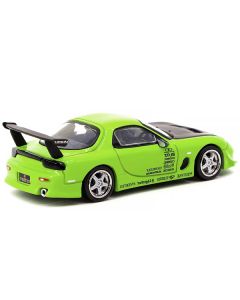 Vertex RX-7 FD3S RHD (Right Hand Drive) Light Green with Matt Black Hood and Graphics "Global64" Series 1/64 Diecast Model Car by Tarmac Works