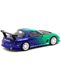 Mazda RX-7 FD3S RHD (Right Hand Drive) Green and Blue "Falken" Livery "Global64" Series 1/64 Diecast Model Car by Tarmac Works