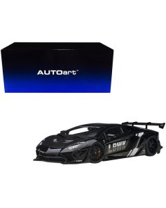 Lamborghini Aventador Liberty Walk LB-Works Livery Black with Carbon Hood Limited Edition 1/18 Model Car by Autoart