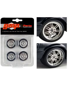 Custom SVT 7-Spoke Wheel & Tire Set of 4 pieces from "1990 Ford Mustang 5.0 Custom" 1/18 Scale Model by GMP