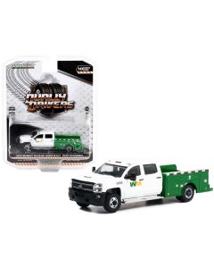 2018 Chevrolet Silverado 3500HD Dually Service Truck White and Green "Waste Management" "Dually Drivers" Series 10 1/64 Diecast Model Car by Greenlight