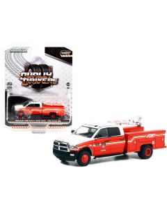 2018 Ram 3500 Dually Crane Truck Red and White with Stripes "FDNY (Fire Department of the City of New York) Plant Ops" "Dually Drivers" Series 10 1/64 Diecast Model Car by Greenlight