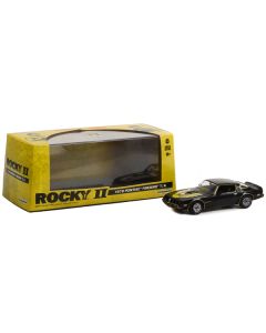 1979 Pontiac Firebird T/A Trans Am Black with Hood Phoenix "Rocky II (1979) Movie" 1/43 Diecast Model Car by Greenlight