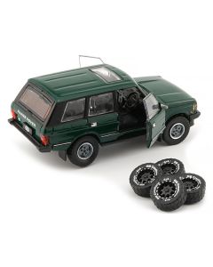 Land Rover Range Rover Classic LSE RHD (Right Hand Drive) Green with Sunroof with Extra Wheels 1/64 Diecast Model Car by BM Creations