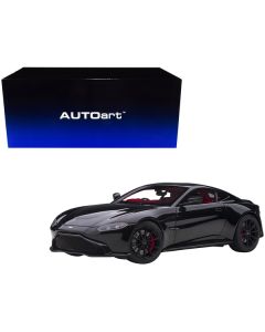 2019 Aston Martin Vantage RHD (Right Hand Drive) Jet Black with Red Interior 1/18 Model Car by Autoart