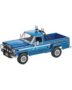 Level 4 Model Kit 1980 Jeep Honcho Pickup Truck "Ice Patrol" with Snowmobile 1/24 Scale Model by Revell