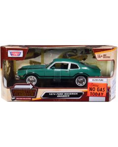 1974 Ford Maverick Grabber Green with Black Stripes "Forgotten Classics" Series 1/24 Diecast Model Car by Motormax