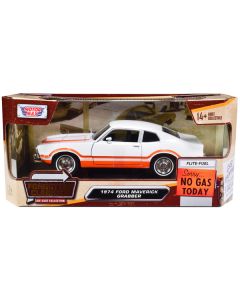 1974 Ford Maverick Grabber White with Orange Stripes "Forgotten Classics" Series 1/24 Diecast Model Car by Motormax