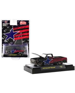 1979 Chevrolet Silverado Pickup Truck Black with Stars and Stripes Graphics Limited Edition to 6000 pieces Worldwide 1/64 Diecast Model Car by M2 Machines