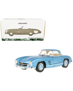 1958 Mercedes-Benz 300 SL Roadster (W198) Blue Metallic 1/18 Diecast Model Car by Minichamps