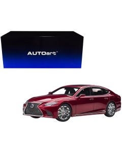 Lexus LS500h Morello Red Metallic with Chrome Wheels 1/18 Model Car by Autoart