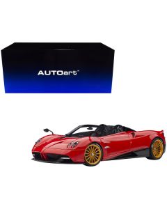 Pagani Huayra Roadster Rosso Monza Red and Carbon with Luggage Set 1/18 Model Car by Autoart