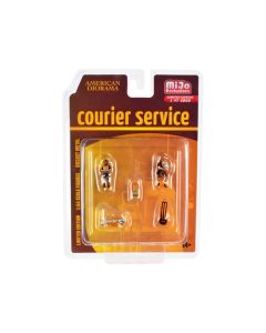 "Courier Service" 5 Piece Diecast Figures Set (2 Worker Figures and 3 accessories) Limited Edition to 4800 pieces Worldwide for 1/64 Scale Models by American Diorama