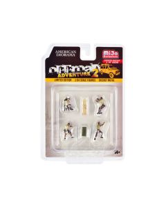 "Off-Road Adventure 2" 6 piece Diecast Set (4 Male Figurines and 2 Accessories) Limited Edition to 4800 pieces Worldwide for 1/64 Scale Models by American Diorama