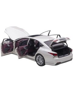 Lexus LS500h Sonic White Metallic with Crimson and Black Interior 1/18 Model Car by Autoart