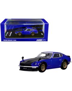 Nissan Fairlady Z (S30) RHD (Right Hand Drive) Blue Metallic with Carbon Hood 1/64 Diecast Model Car by Inno Models