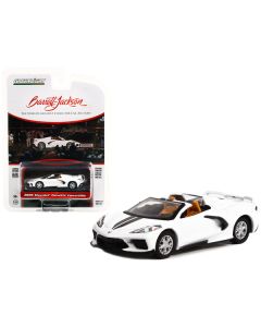 2020 Chevrolet Corvette C8 Stingray Convertible Arctic White with Black Stripes (Lot #1275) Barrett-Jackson 'Scottsdale Edition' Series 10 1/64 Diecast Model Car by Greenlight