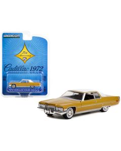 1972 Cadillac Coupe DeVille Gold Metallic with White Top "Cadillac 70th Anniversary" "Anniversary Collection" Series 14 1/64 Diecast Model Car by Greenlight